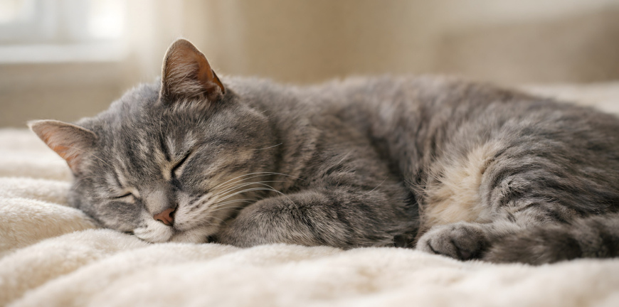 Senior Cat Sleeping Peacefully at Home